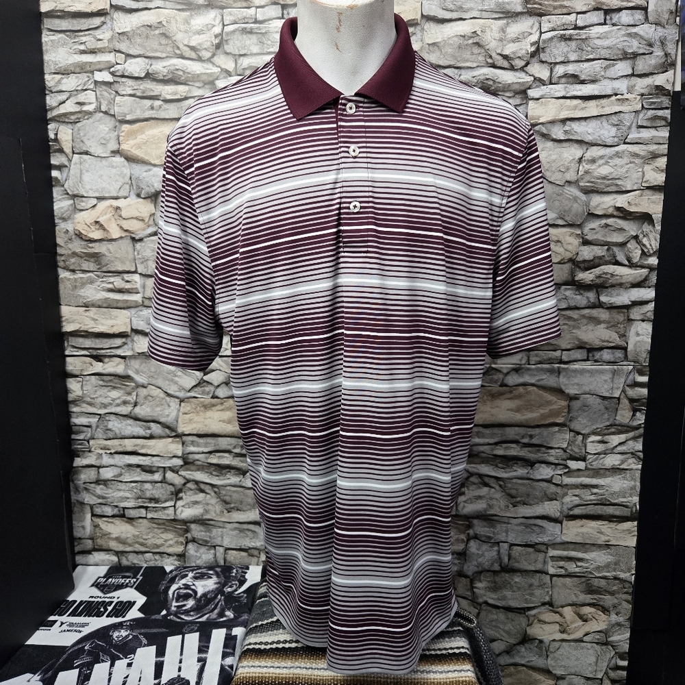 Greg Norman for Tasso Ella Mens Golf Shirt Collared Red White Polo XL